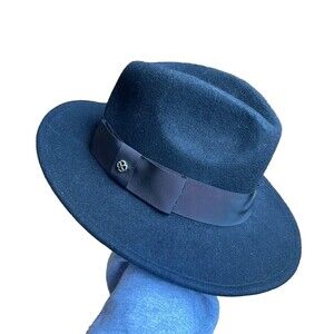 Kate Spade New York Classic Black Wide Brim Fedora Classic Chic Wool Felt